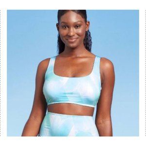 TARGET // KONA SOL Watercolor Blue Bralette Tie-back bikini top M NWT